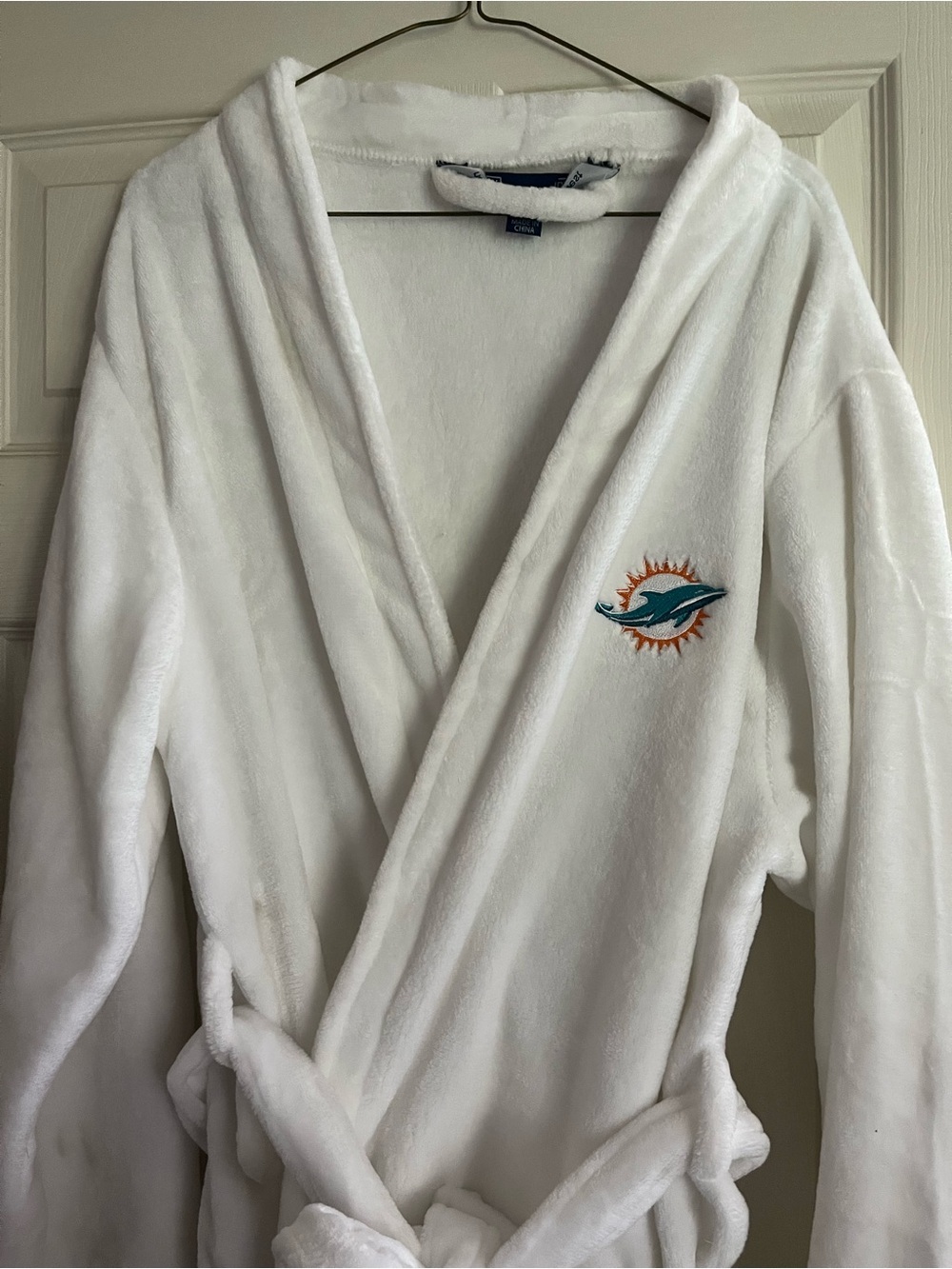 Northwest White Plush Bath Robe with Team Logo Embroidery